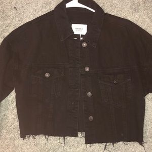 Cropped black jean jacket